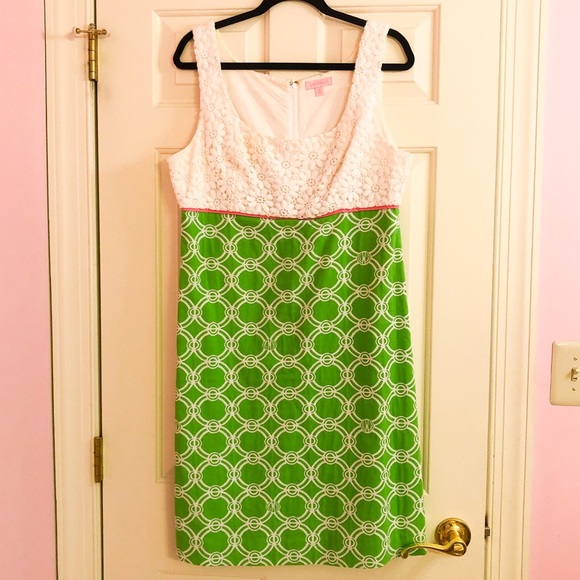 Lilly Pulitzer Green and White Shift Dress - Picture 1 of 3